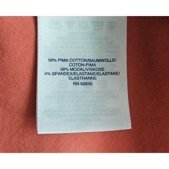 LANDS END Women Plus 2X 20 22 Dress Midi Twist Knot Coral Pima Cotton 3/4 Sleeve - Picture 4 of 8